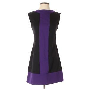 Abaete Black & Blue Color Block Wool Dress